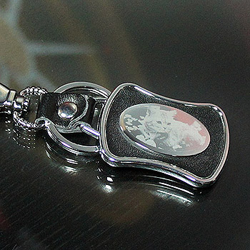 金屬鑰匙圈-皮紋金屬鑰匙圈(黑)